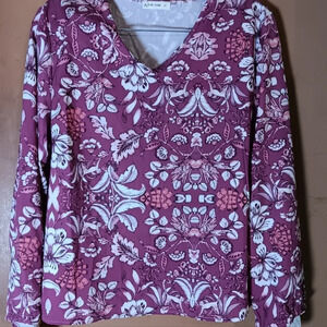 Fam-Fam Womens Purple Floral Pattern Shirt Size XL